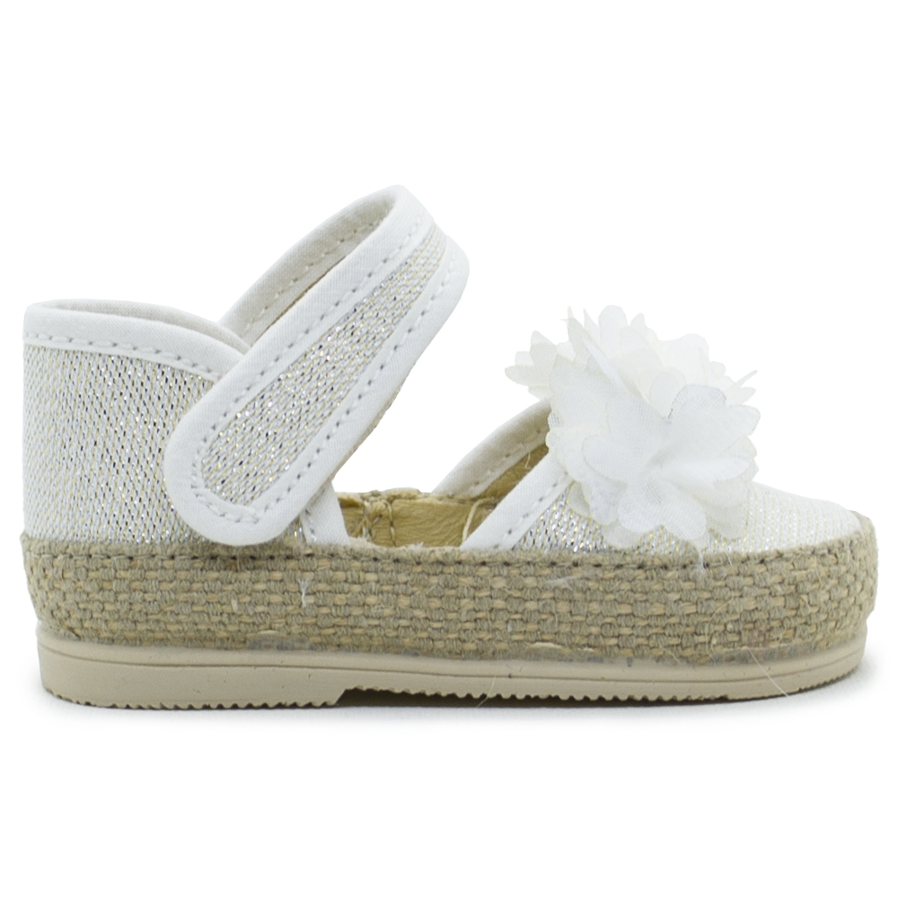 Εσπαντρίγια Vulladi Λευκή με Glitter και λουλούδια 8501-701