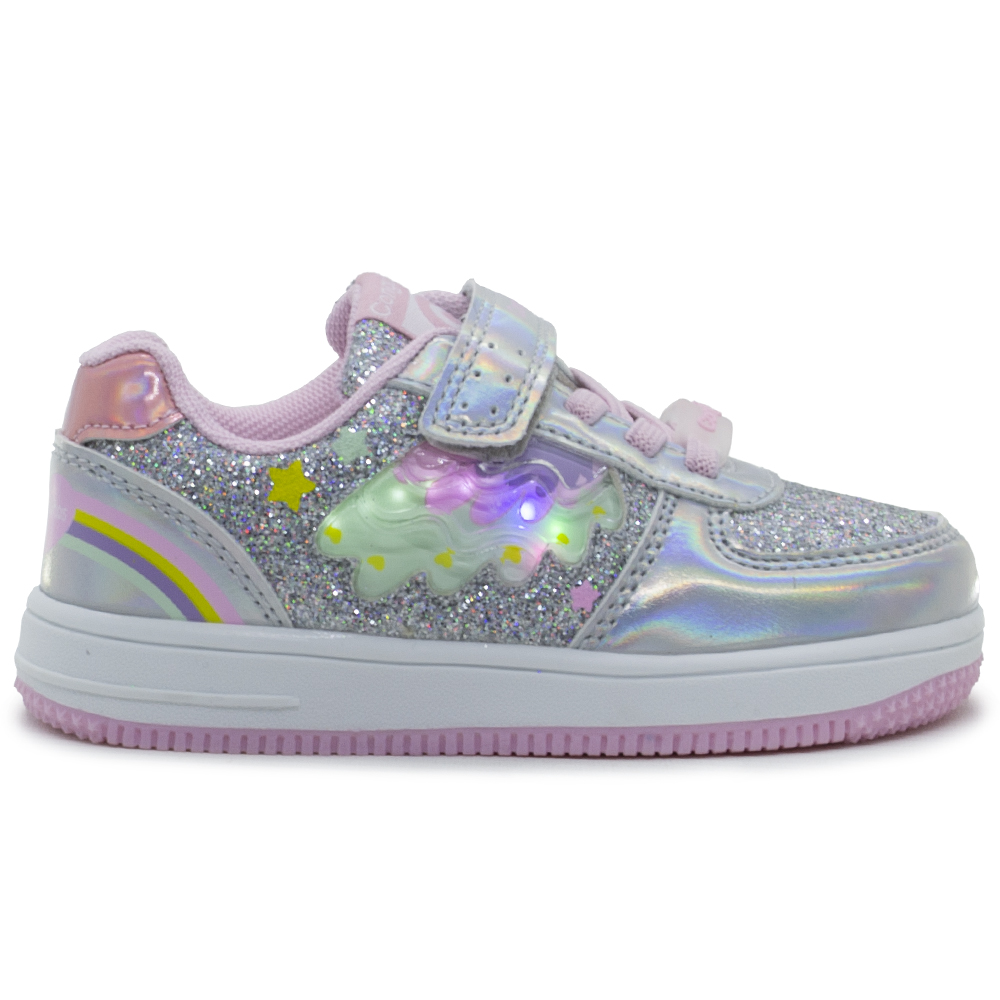 Sneakers Conguitos Ασημί με φωτάκια και glitter Cosh224057