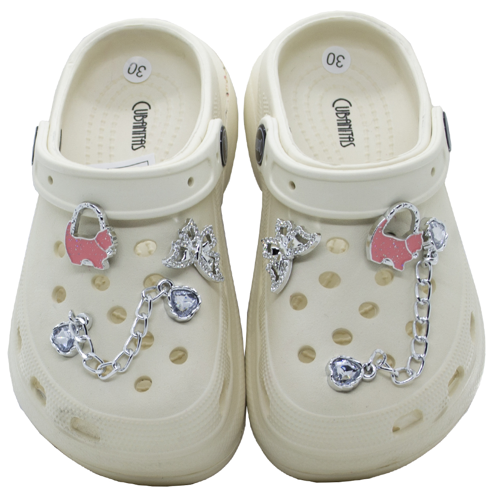 Σαμπό Cubanitas Λευκά Δίπατα με Charms SD08037
