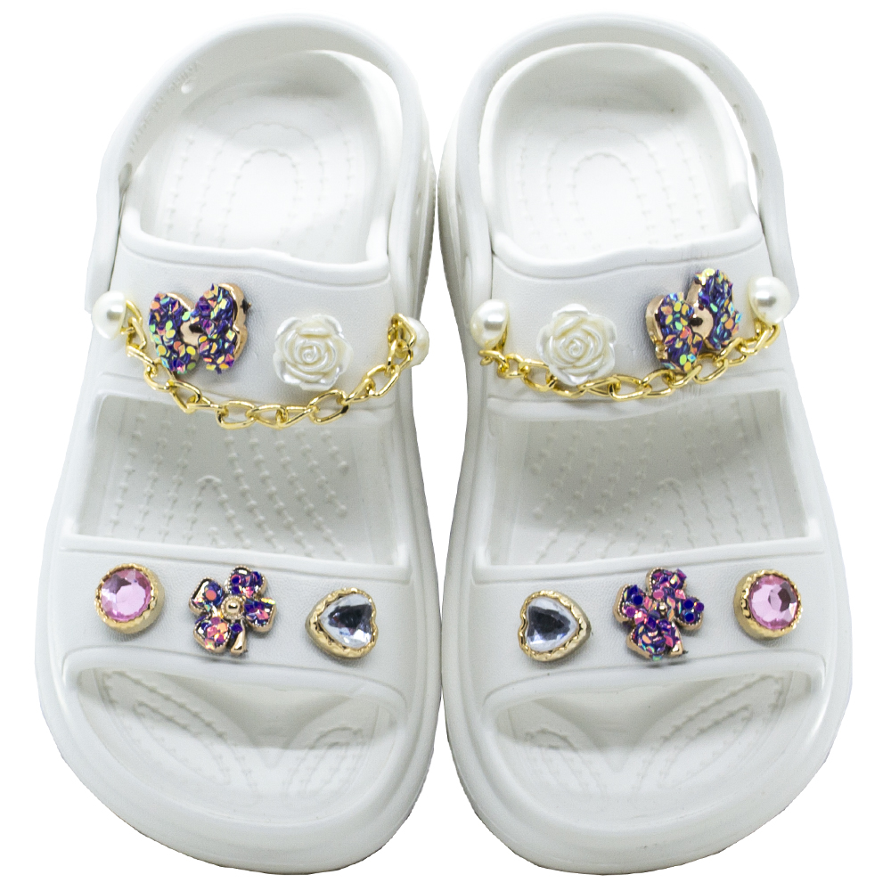 Πέδιλα Λευκά δίπατα Childrenland με Charms