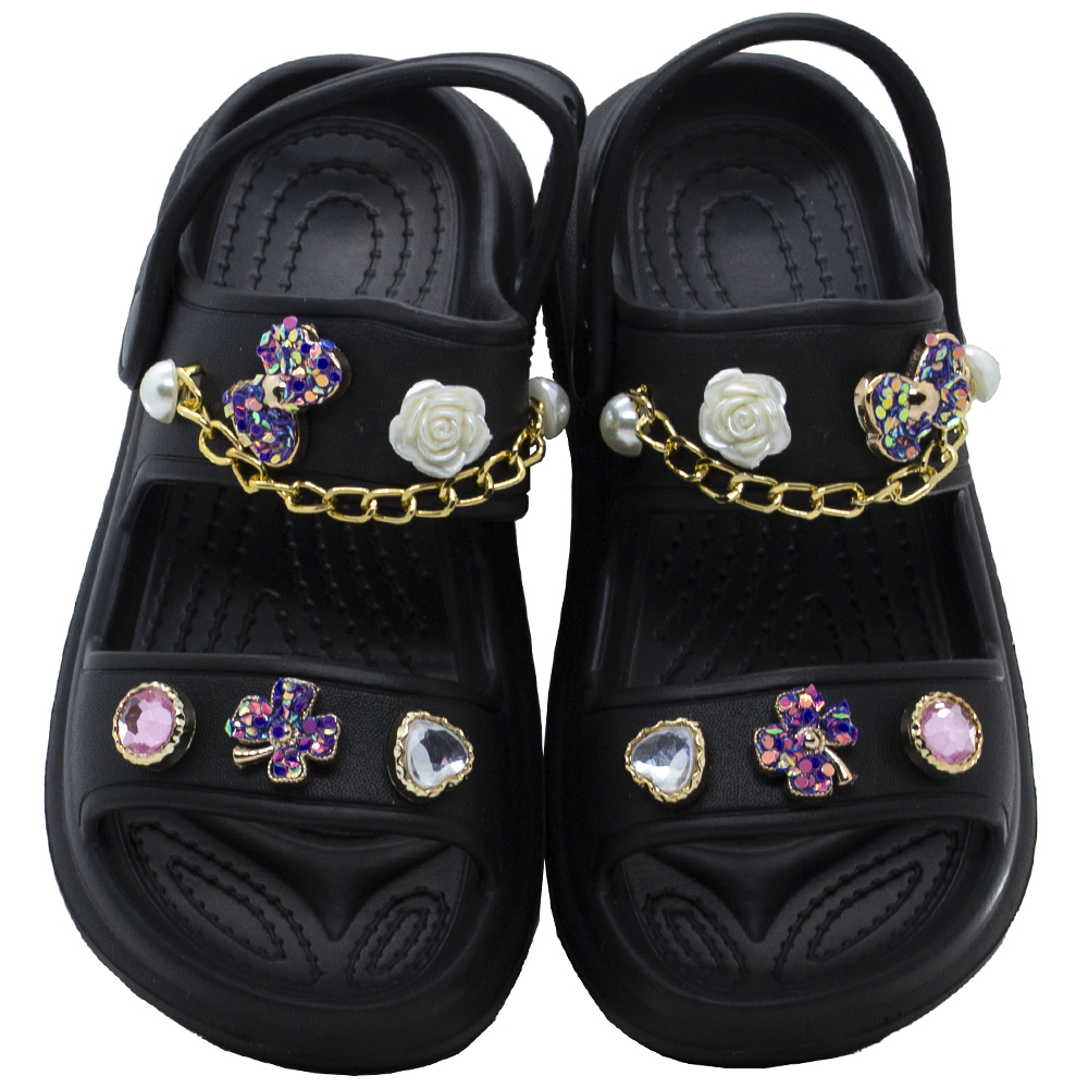 Πέδιλα Μαύρα δίπατα Childrenland με Charms